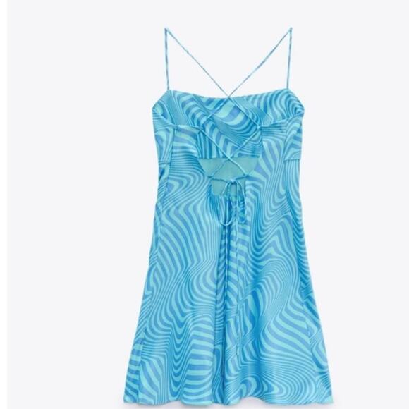 Zara Elegant Blue Women's Dress NWOT Size Small - Picture 5 of 7